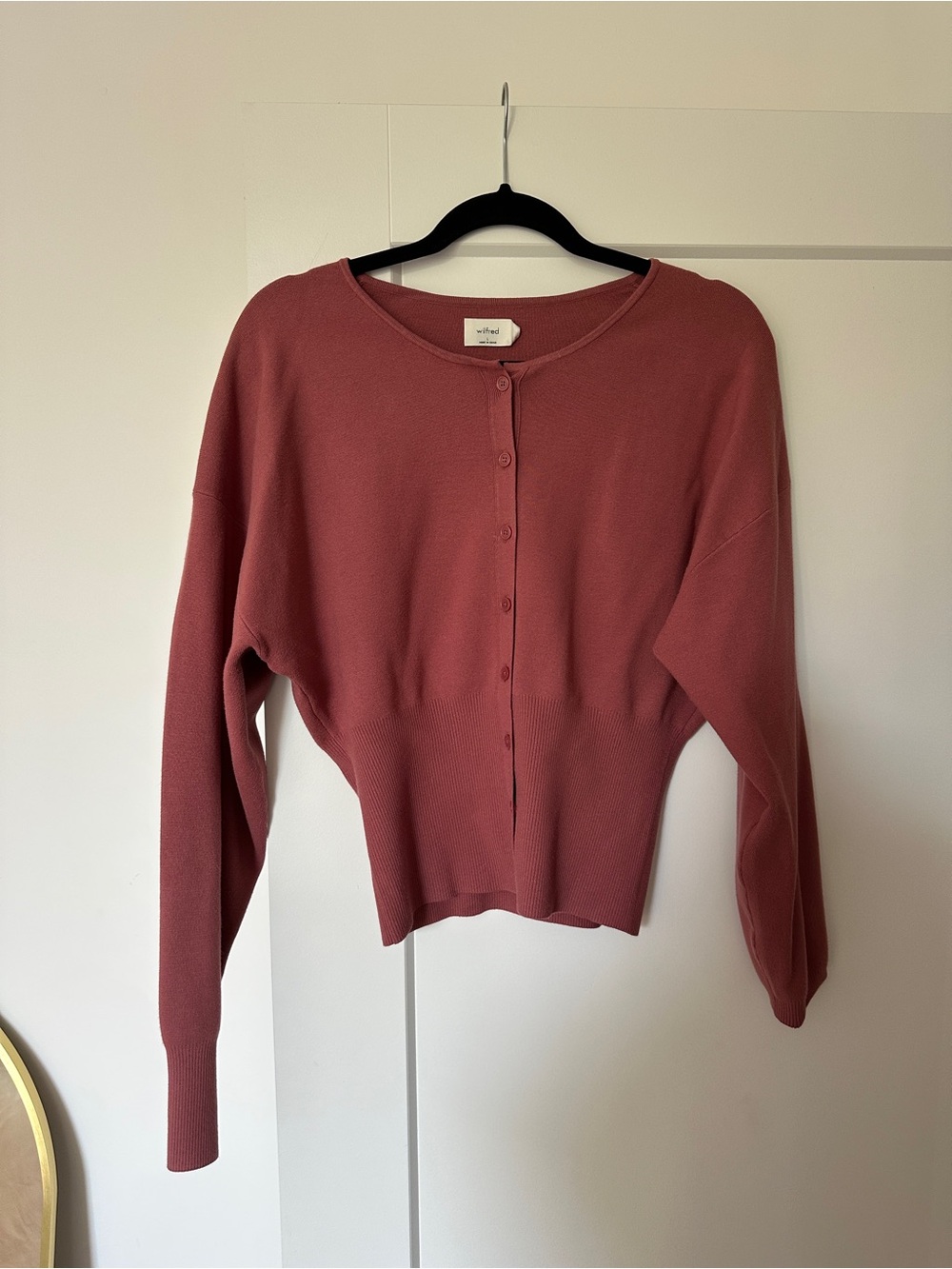 Wilfred Dusty Rose Go Lightly Cardigan- Button-Front Women's Sweater